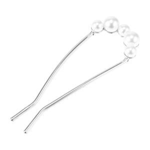 Grace Pearl U-shaped Hair Pins Hairdo Clip Silver Tone